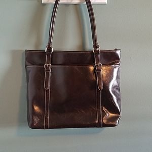 Cocoa brown faux leather shoulder bag
